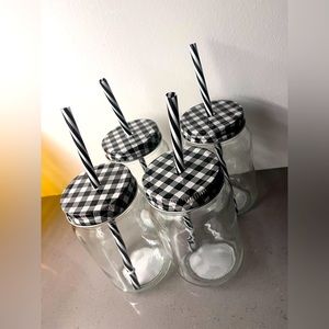 NWT Mason Jar Drink Set farmhouse vibe with Stickers to Personalize straws